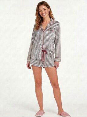 In Bloom PJ Set Black and White Striped Pajama Short Set